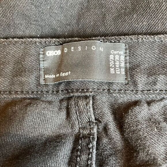 ASOS Design Women's Black Denim Cropped Jeans Button Fly Size 16 - Picture 8 of 10